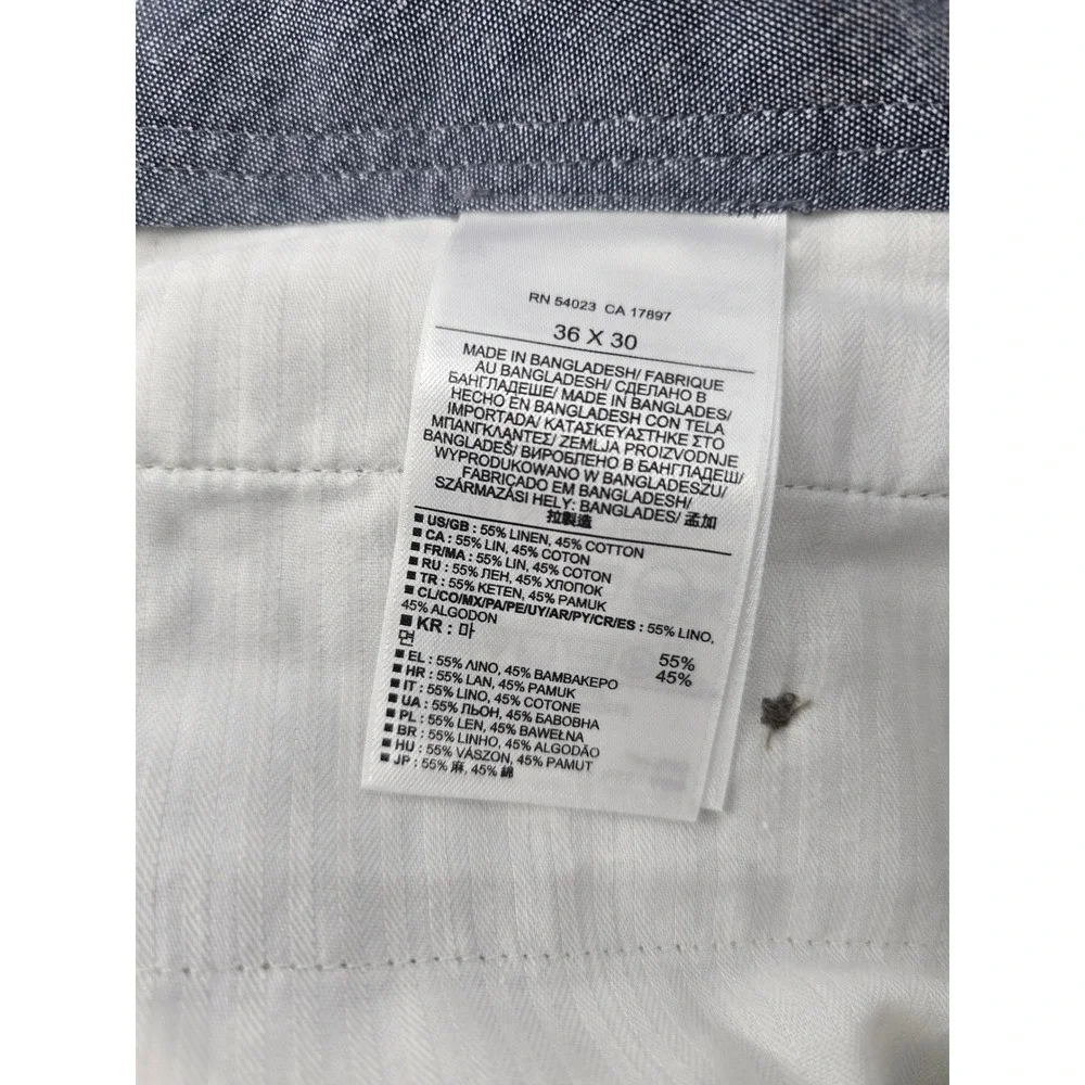 Banana Republic Pants Mens 36x30 Grey Striped‎ Linen Cotton Blend Straight Chino